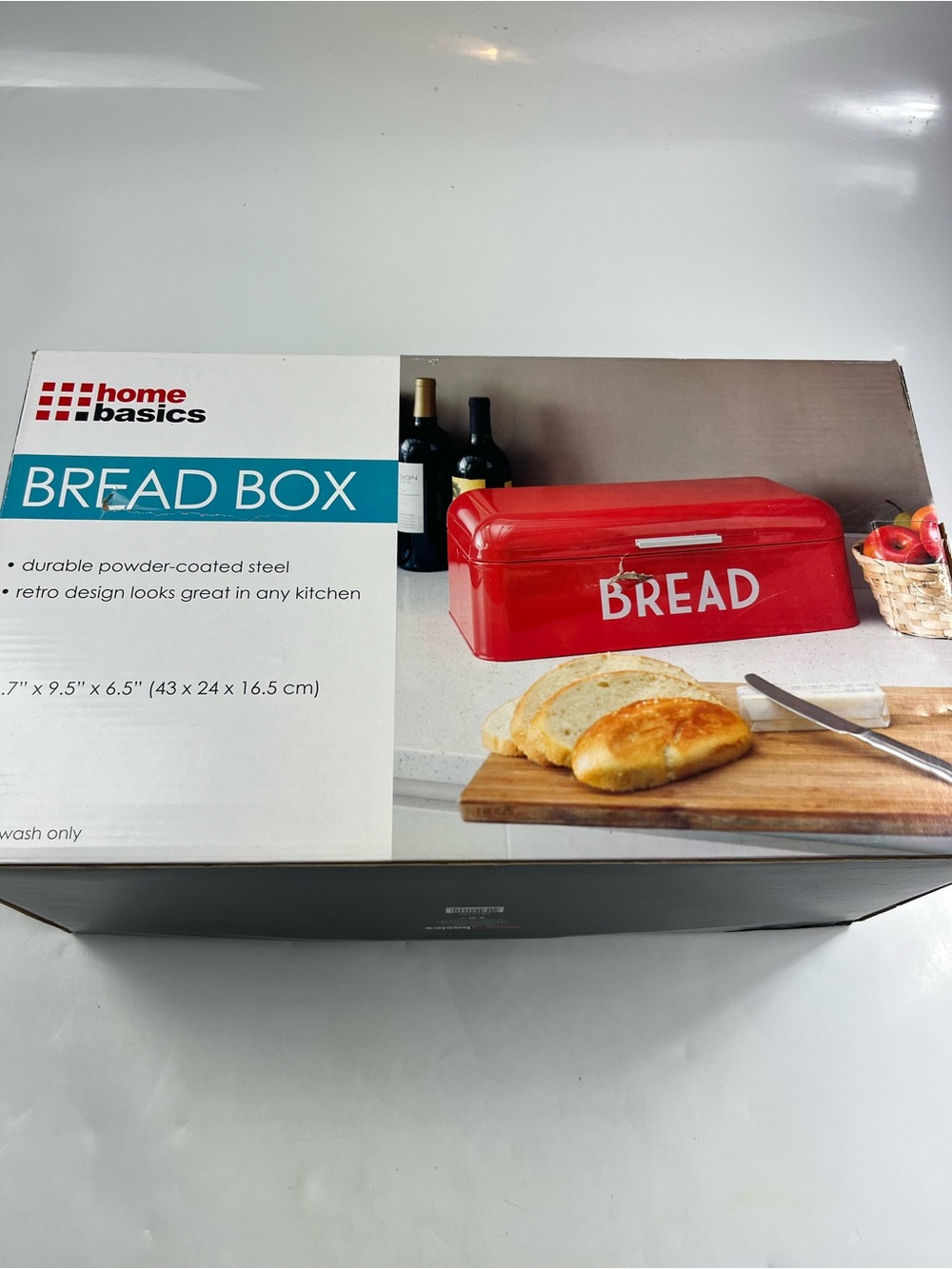 Home Basics Red Bread Box - Glossy Retro Kitchen Storage